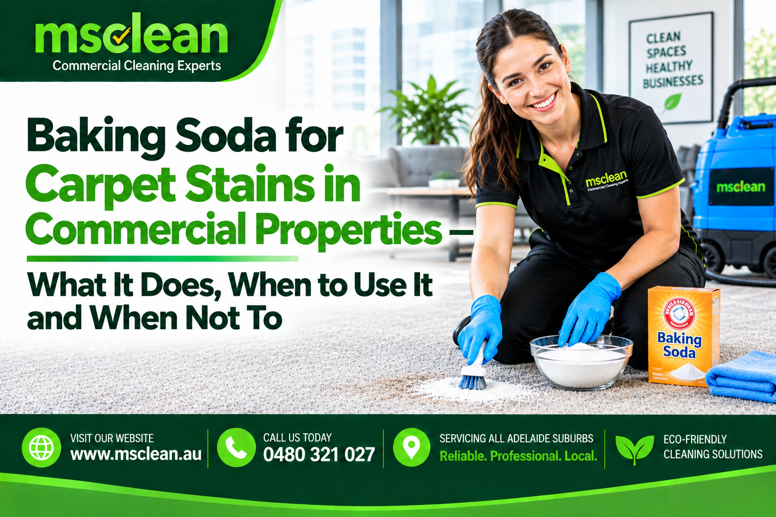 Baking Soda for Carpet Stains in Commercial Properties — What It Does, When to Use It and When Not To